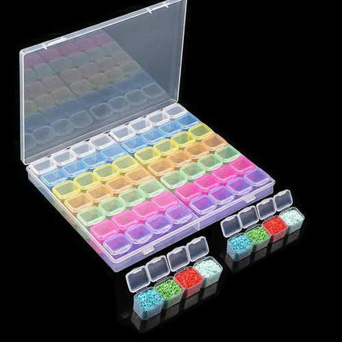 Boîte de rangement transparente pour diamants, compartiments à couvercles individuels
