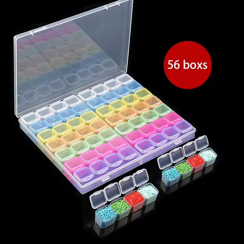 Boîte de rangement pour diamants, couvercles individuels par compartiment